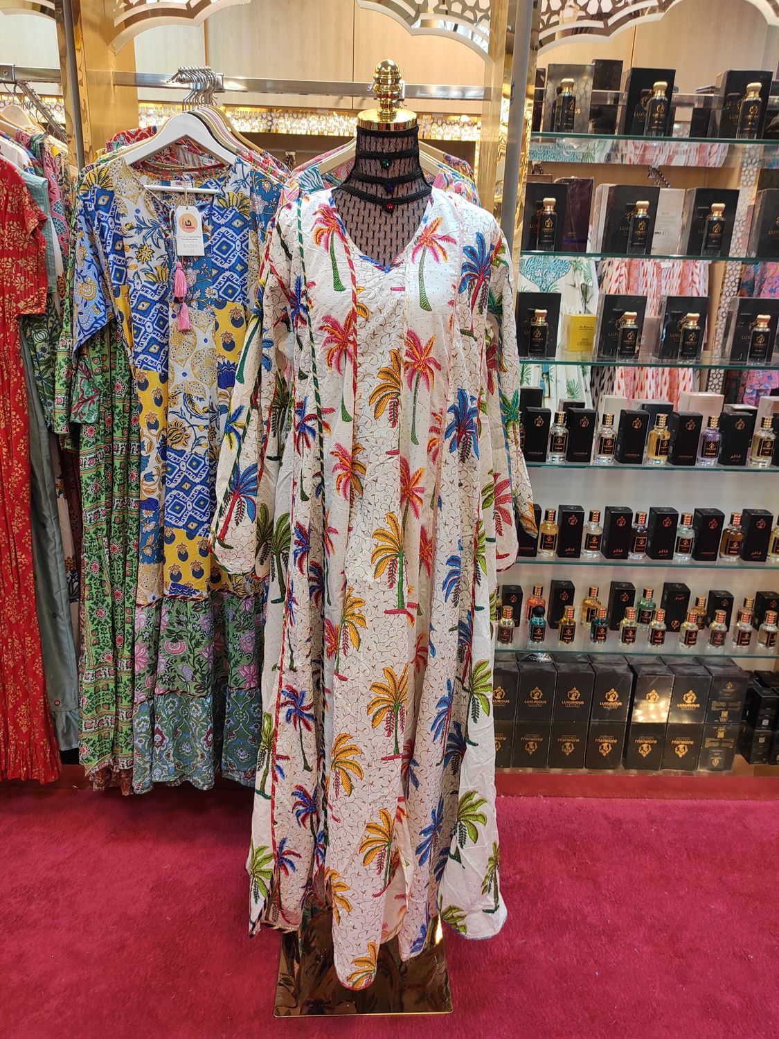 L/XL   Meher Crystal White Cotton Dress 56&quot; Long Jalabiya