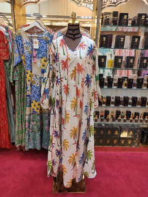 L/XL   Meher Crystal White Cotton Dress 56&quot; Long Jalabiya