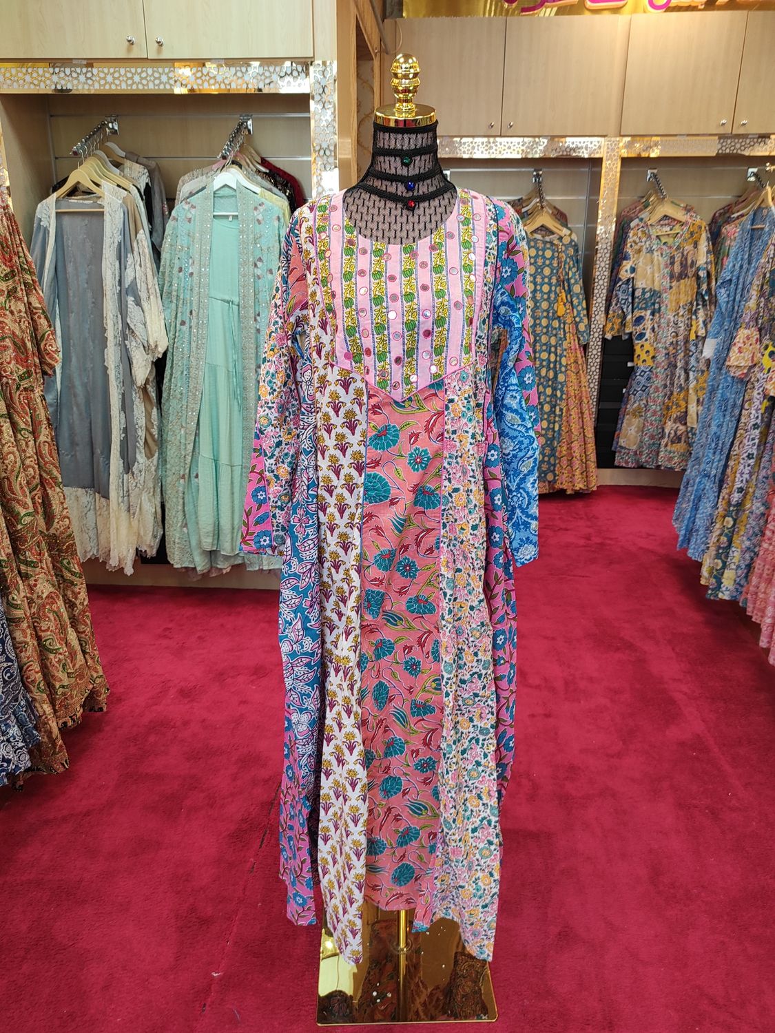 XS/S Malaysia Printed Cotton Dress 54&quot; Long Jalabiya