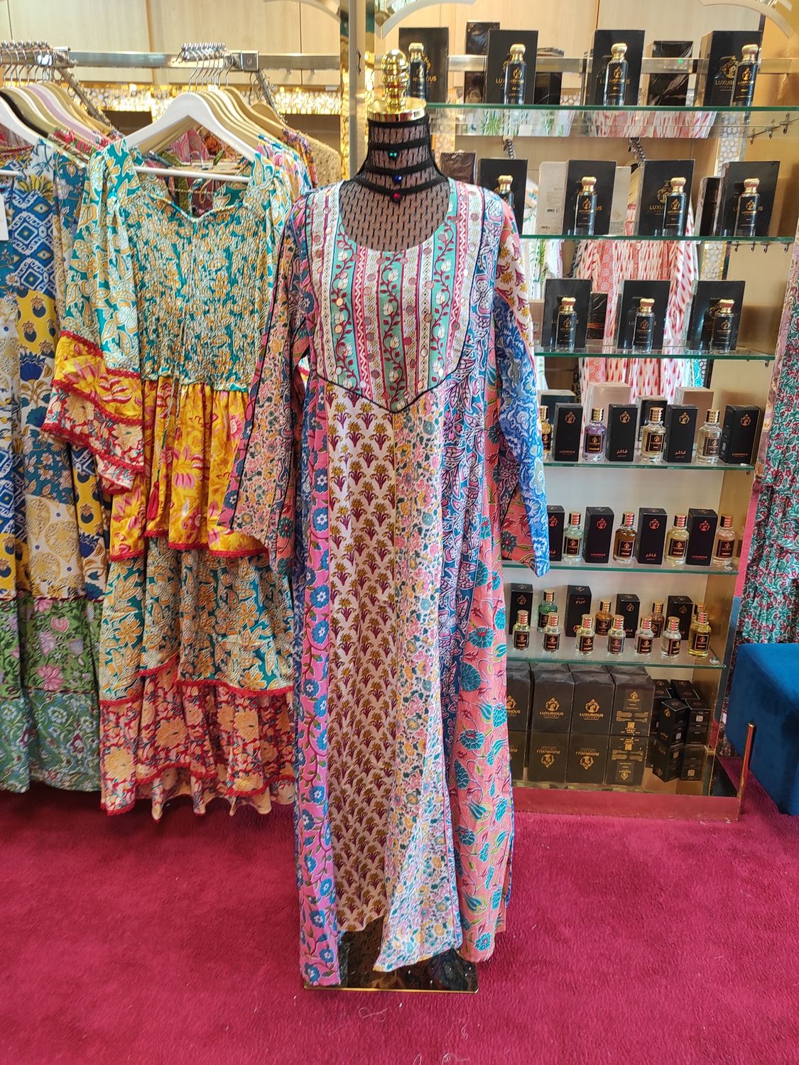 L/XL Malaysia Printed Cotton Dress 57&quot; Long Jalabiya