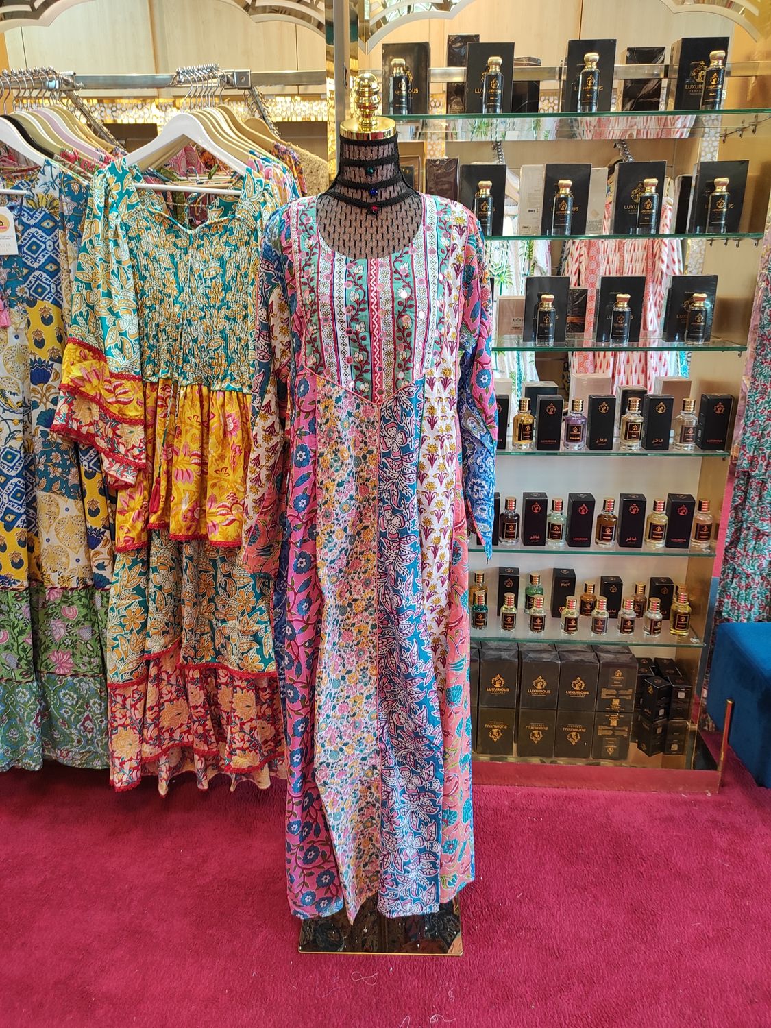 L/XL Malaysia Printed Cotton Dress 57&quot; Long Jalabiya