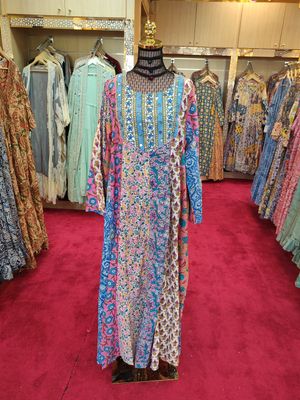 L/XL Malaysia Printed Cotton Dress 57&quot; Long Jalabiya