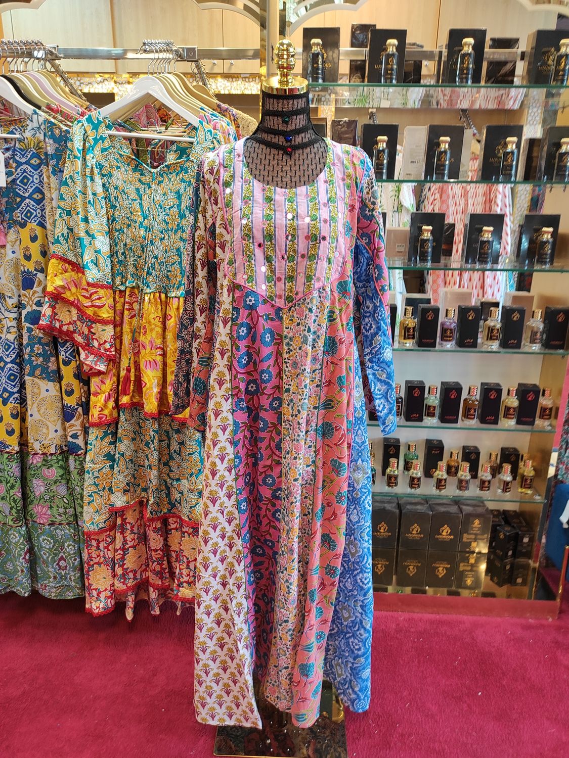 L/XL Malaysia Printed Cotton Dress 57&quot; Long Jalabiya