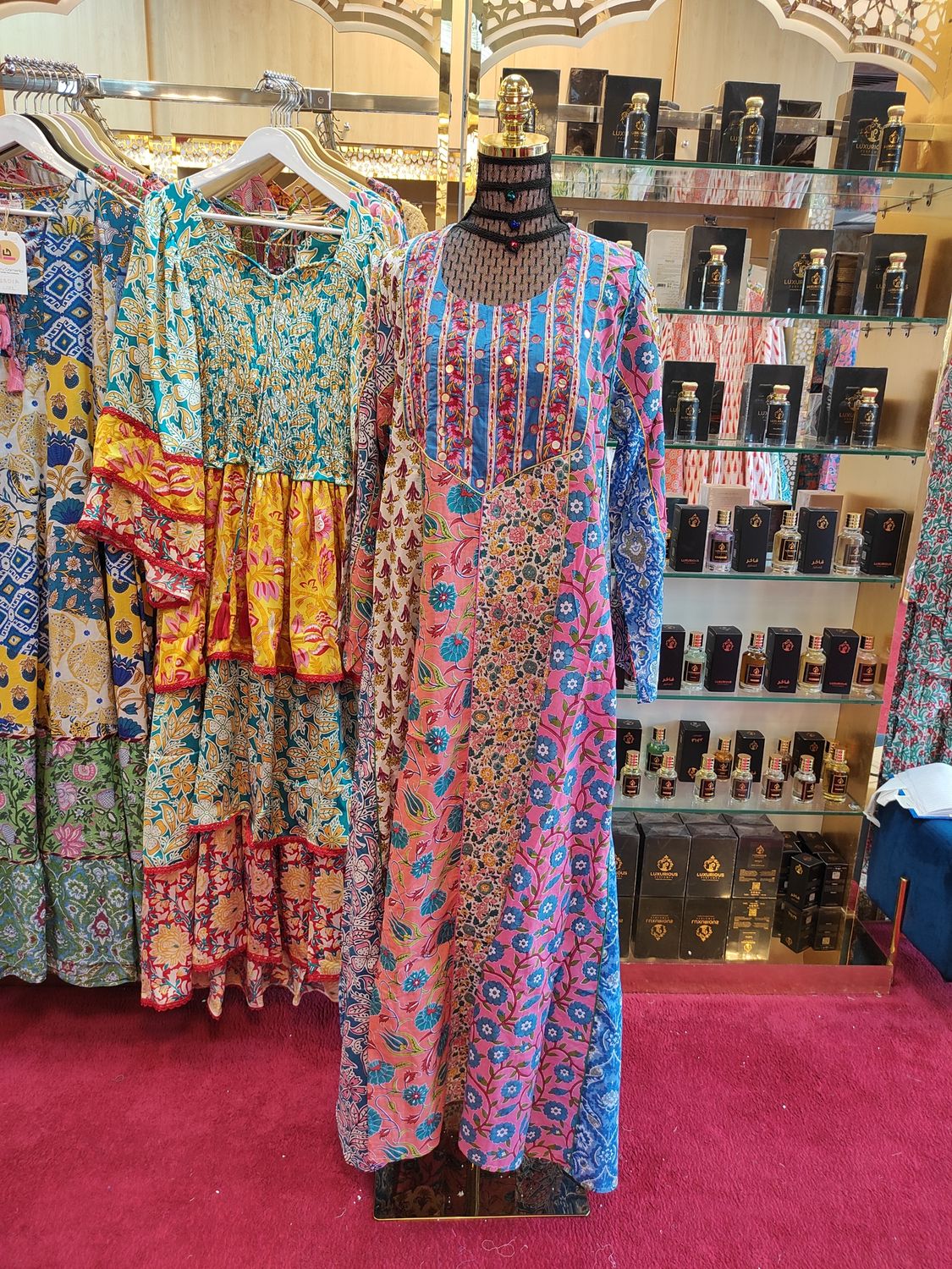 L/XL Malaysia Printed Cotton Dress 57&quot; Long Jalabiya