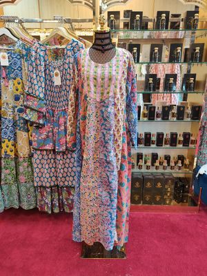 L/XL Malaysia Printed Cotton Dress 57&quot; Long Jalabiya