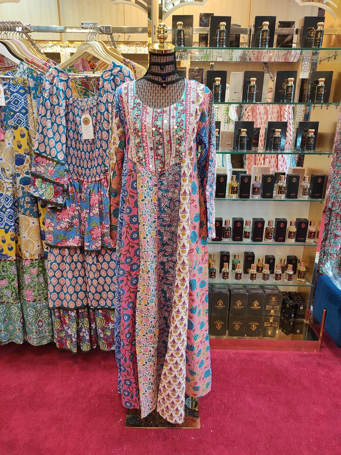 S/M Malaysia Printed Cotton Dress 57&quot; Long Jalabiya