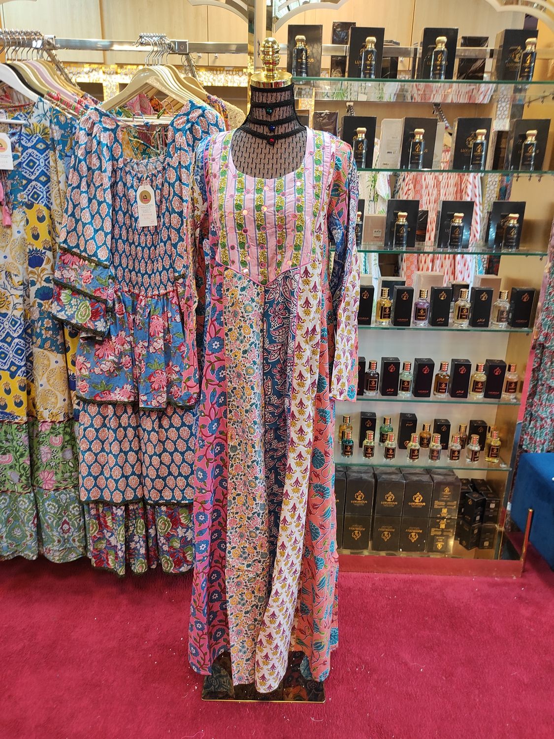 S/M Malaysia Printed Cotton Dress 57&quot; Long Jalabiya