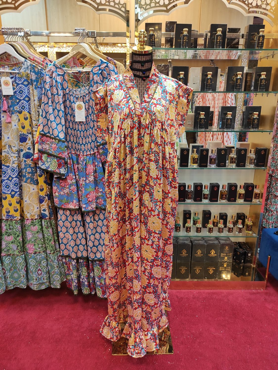 2XL/3XL  Amani Printed Silk Dress 57&quot; Long Jalabiya