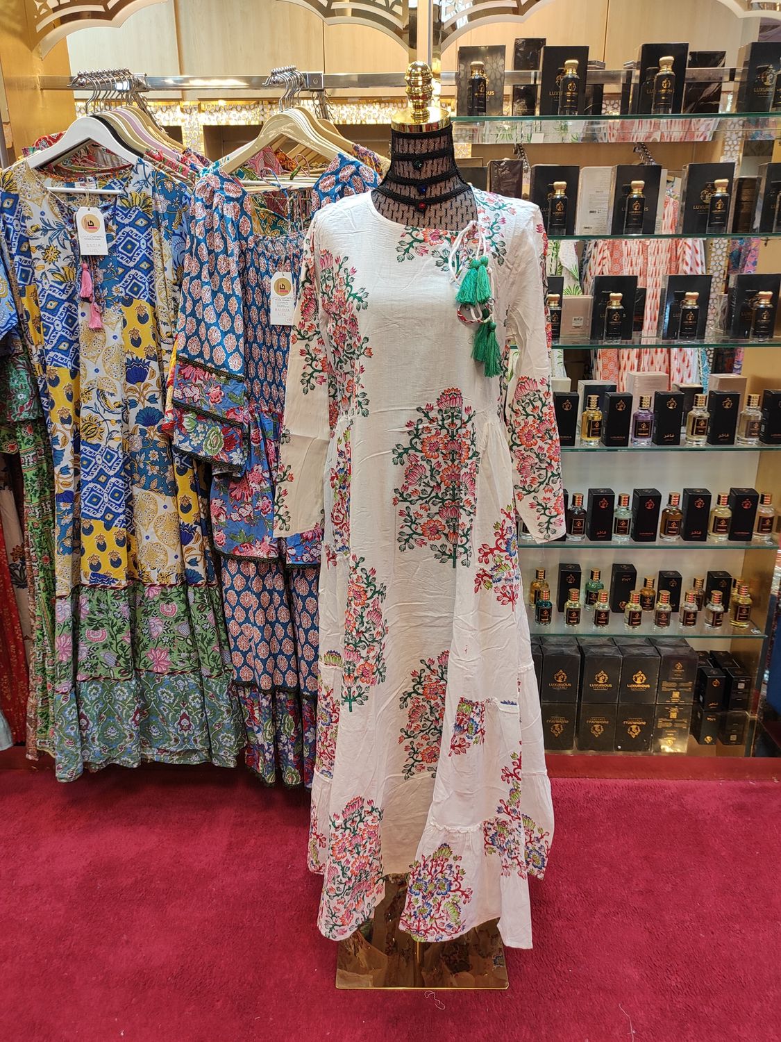S/M Cindrella Printed Cotton Dress 57&quot; Long Jalabiya