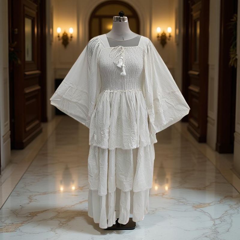 Cotton Jalabiya Dress Rahima White Crystal 01