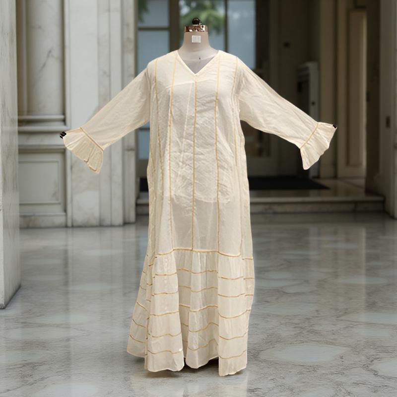 Cotton Jalabiya Dress Anum White Crystal 01