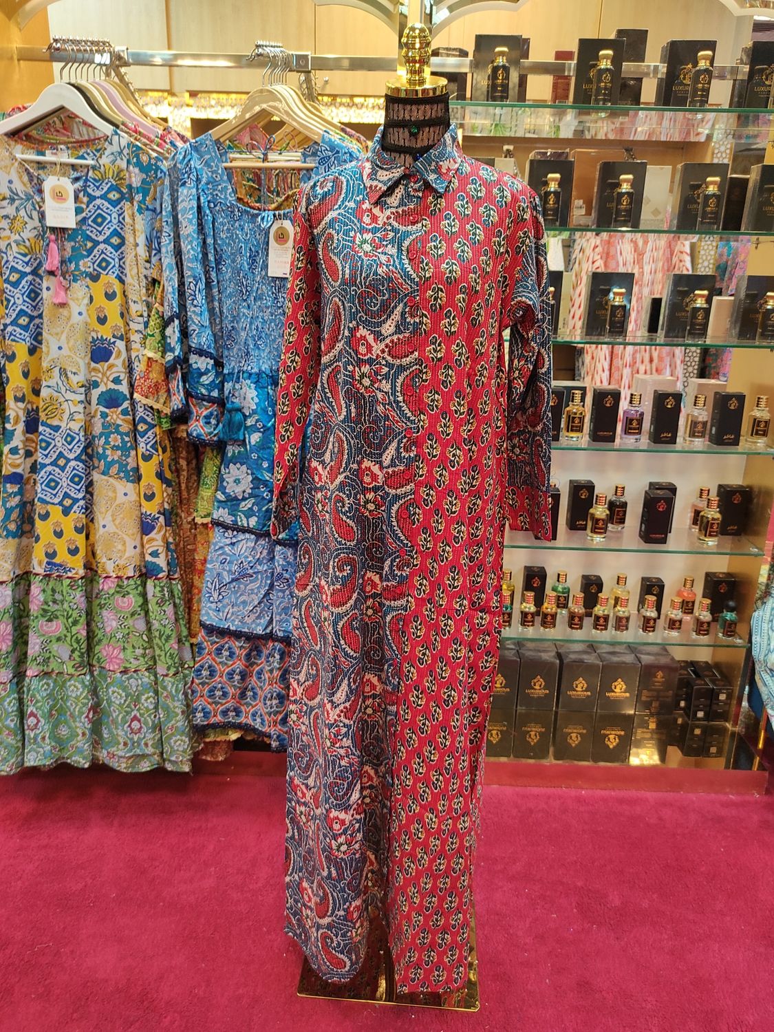 S/M Singapore Printed Cotton Dress 57&quot; Long Jalabiya