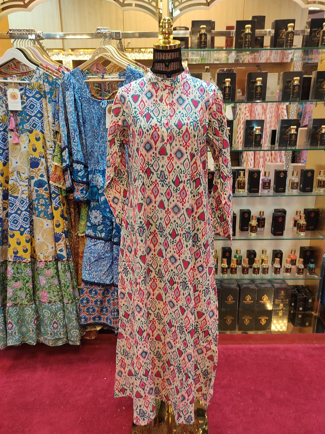 XS/S Aya Printed Cotton Dress 54&quot; Long Jalabiya