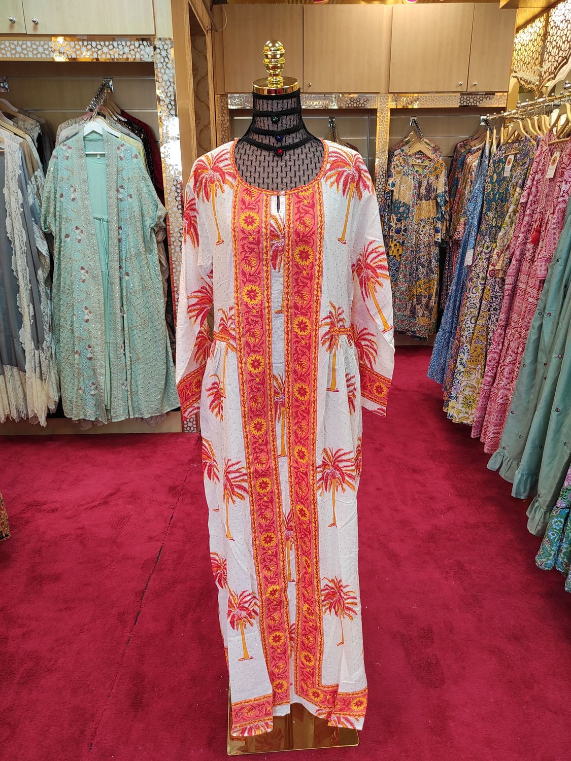 L/XL Crystal Bhopali Dress 57&quot; Long Jalabiya