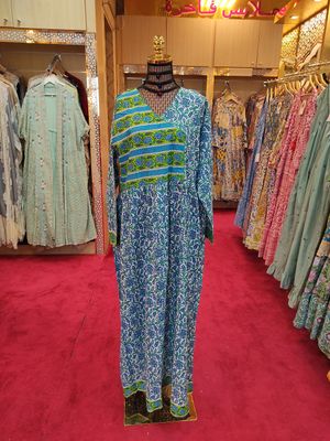L/XL Spcial Crystal Printed Cotton Dress 57&quot; Long Jalabiya