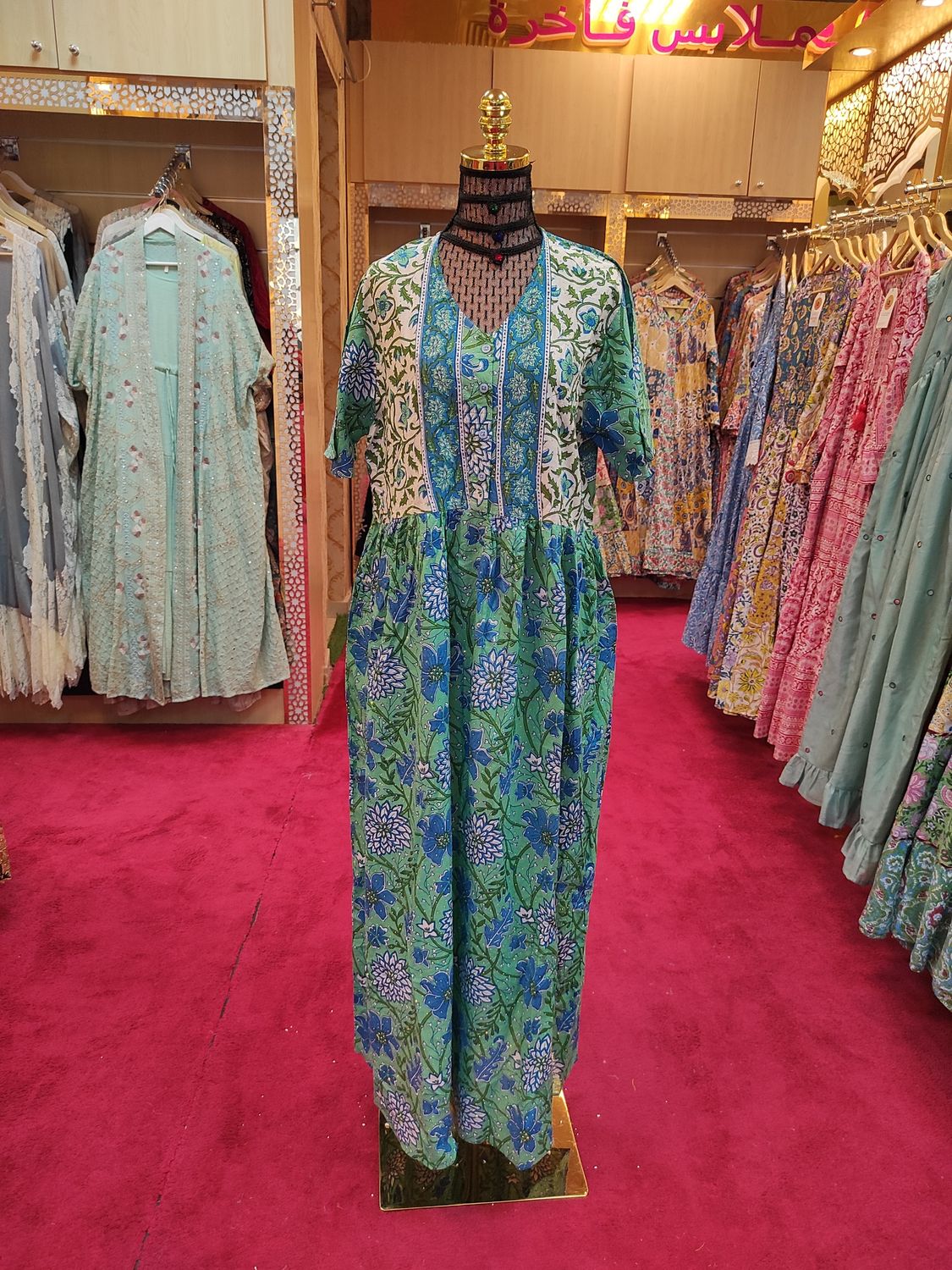 L/XL Spcial Crystal Printed Cotton Dress 57&quot; Long Jalabiya