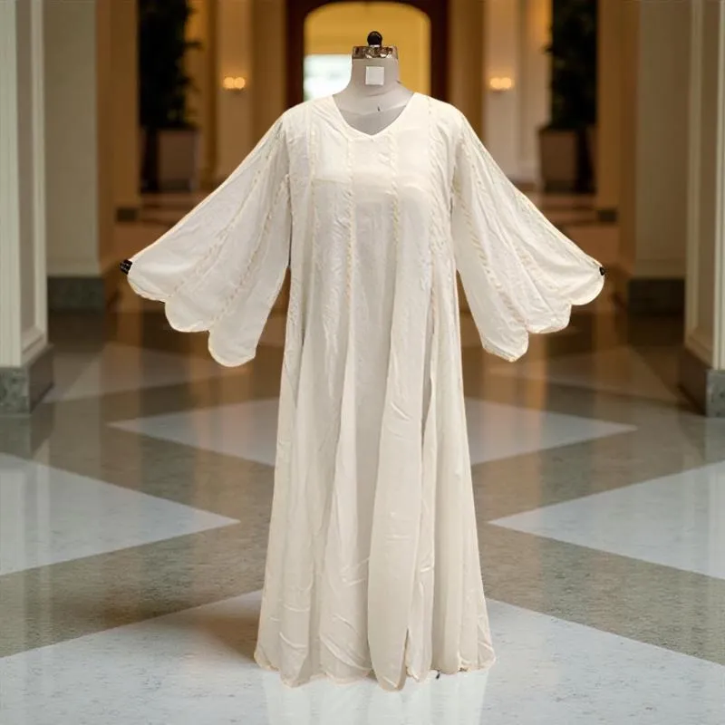 Cotton Jalabiya Dress Meher White Crystal 01