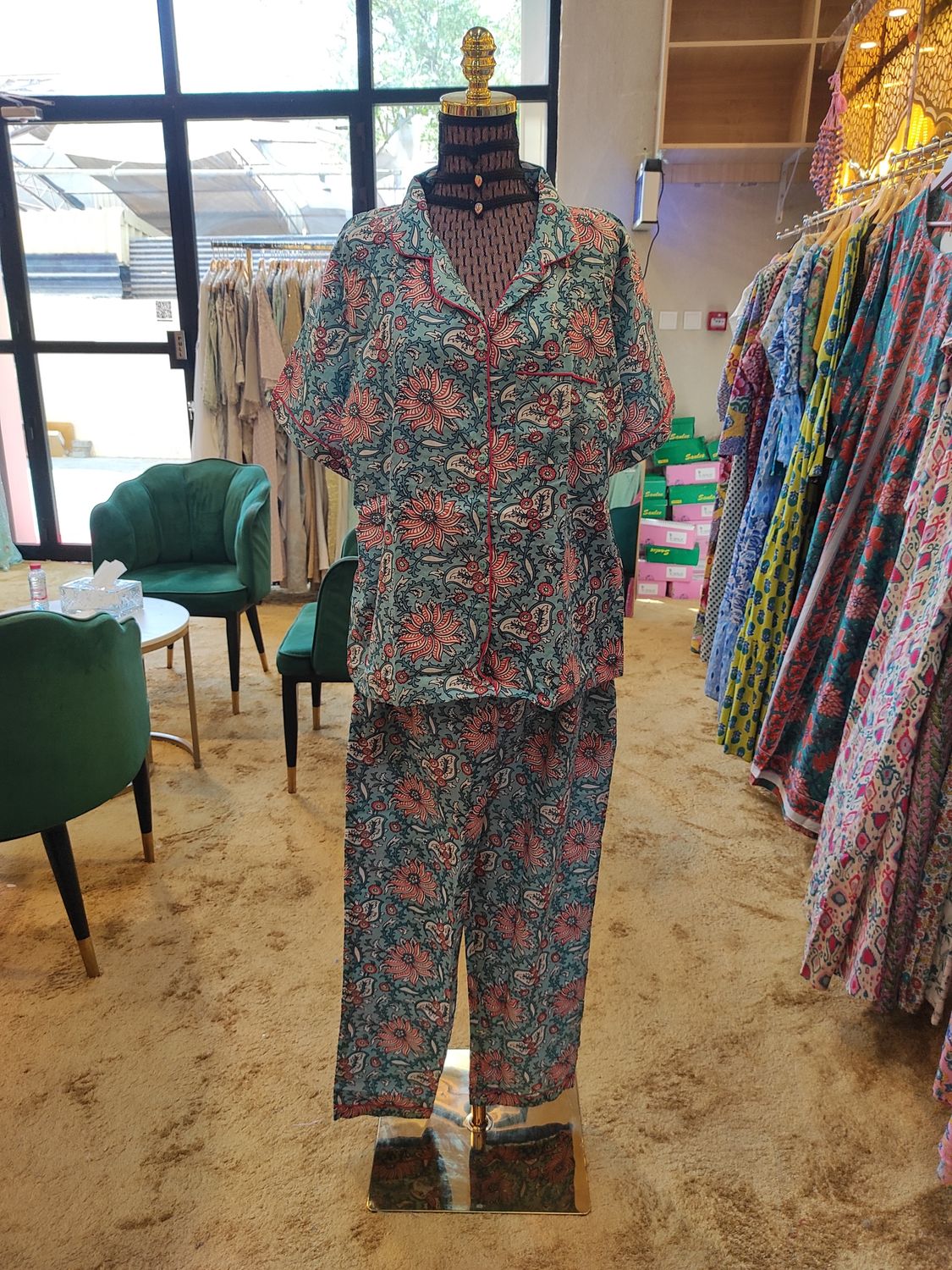 L/XL Cotton Pajamas Set Short sleeves