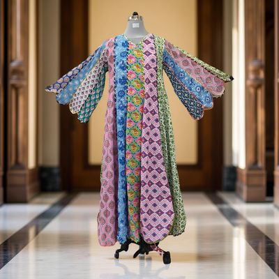 S/M Meher Multi Printed Cotton Dress 57&quot; Long Jalabiya