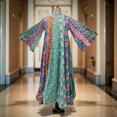 S/M Meher Multi Printed Cotton Dress 57&quot; Long Jalabiya