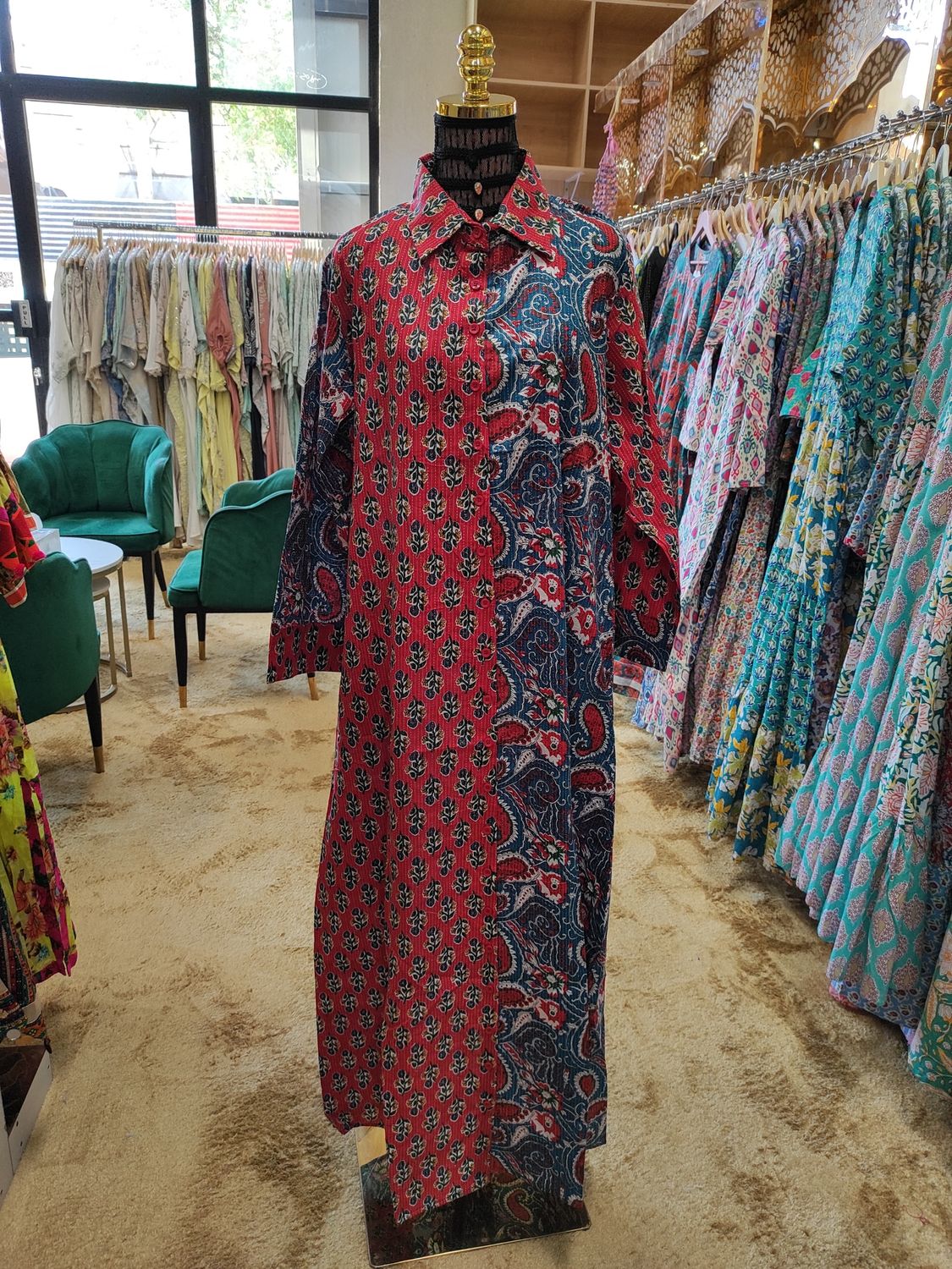 L/XL Singapore Printed Cotton Dress 57&quot; Long Jalabiya