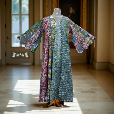 L-XL Meher Multi Printed Cotton Dress 57&quot; Long Jalabiya