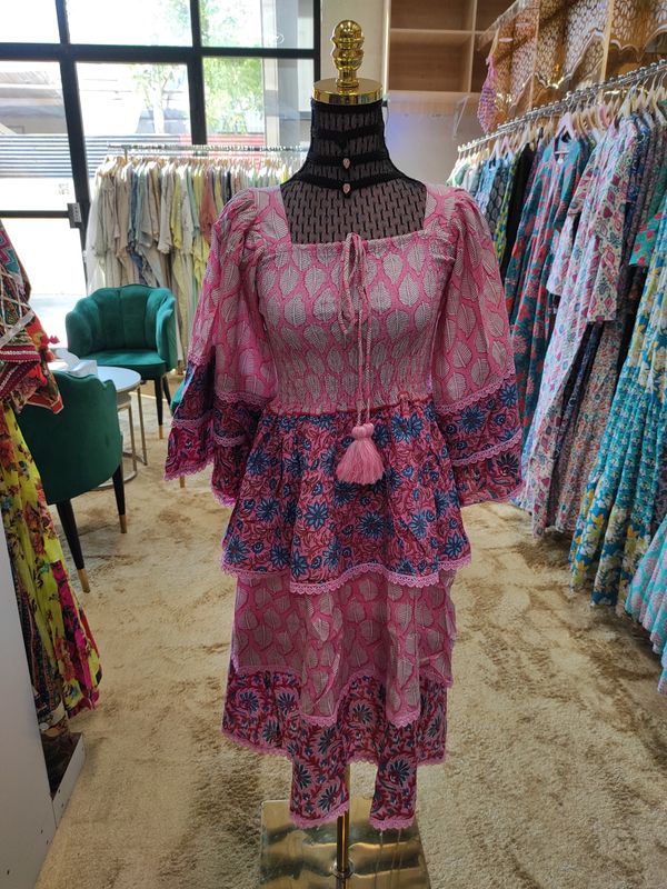 8-9 Year Rahima Printed Cotton  Dress 42&quot; Long Jalabiya
