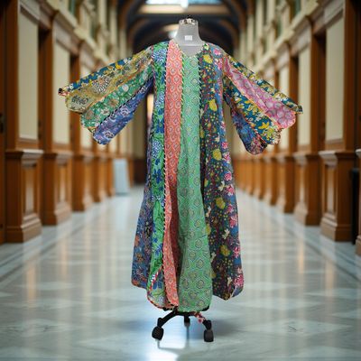 L-XL Meher Multi Printed Cotton Dress 57&quot; Long Jalabiya