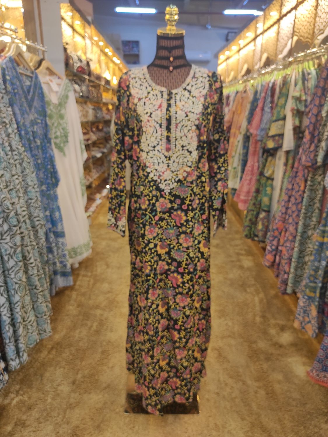 2XL/3XL Special Printed Cotton Dress 57&quot; Short Sleeves Jalabiya