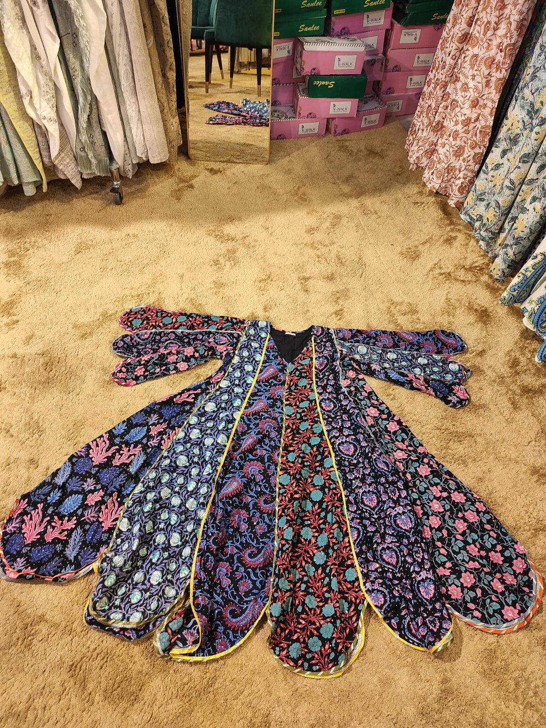 8-9 Year Meher Crystal Printed Cotton Girls Dress 42&quot;Long Jalabiya