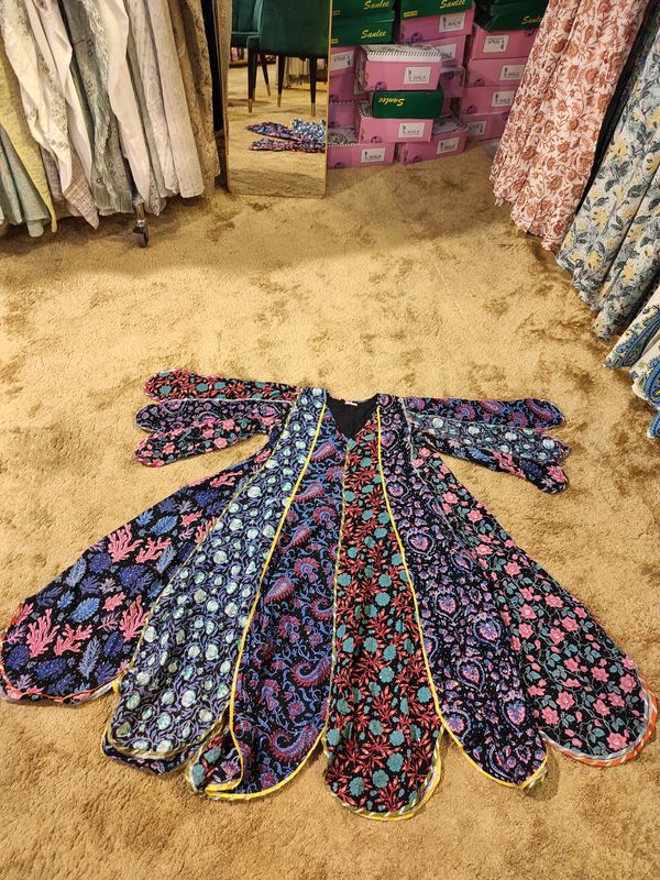 8-9 Year Meher Crystal Printed Cotton Girls Dress 42&quot;Long Jalabiya