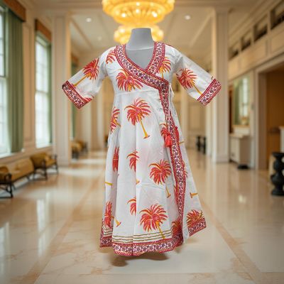 10-11  Year Priam Printed Cotton Girls Dress 46&quot; Long Jalabiya