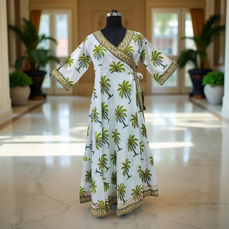 10-11  Year Priam Printed Cotton Girls Dress 46&quot; Long Jalabiya