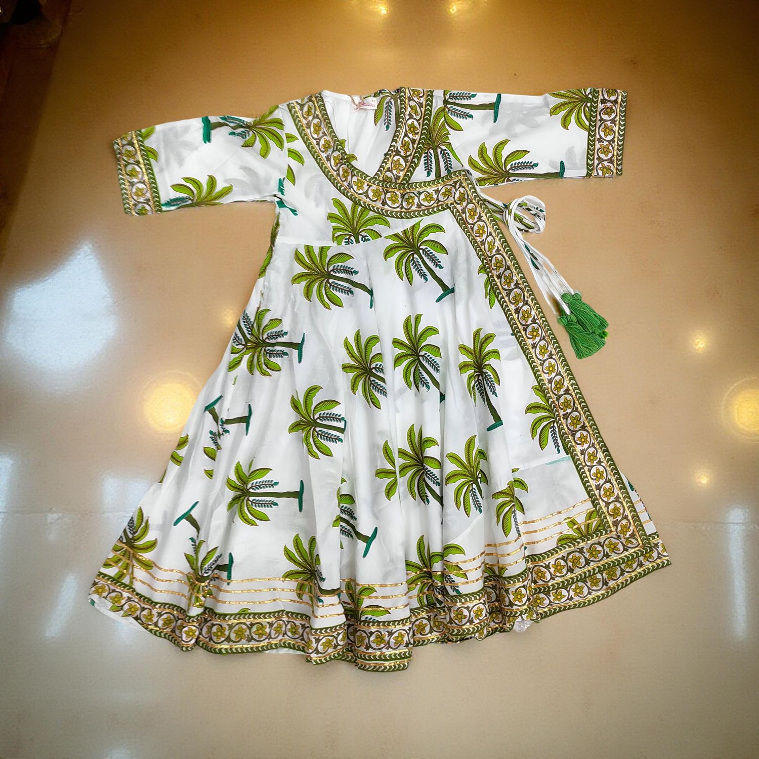 8-9 Year Priam Printed Cotton Girls Dress 42&quot; Long Jalabiya