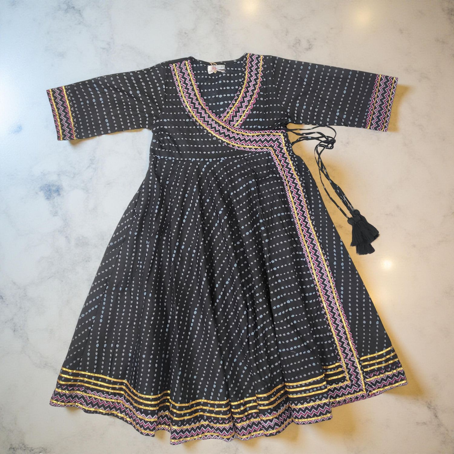 4-5 Year Priam Printed Cotton Girls Dress 34&quot; Long Jalabiya