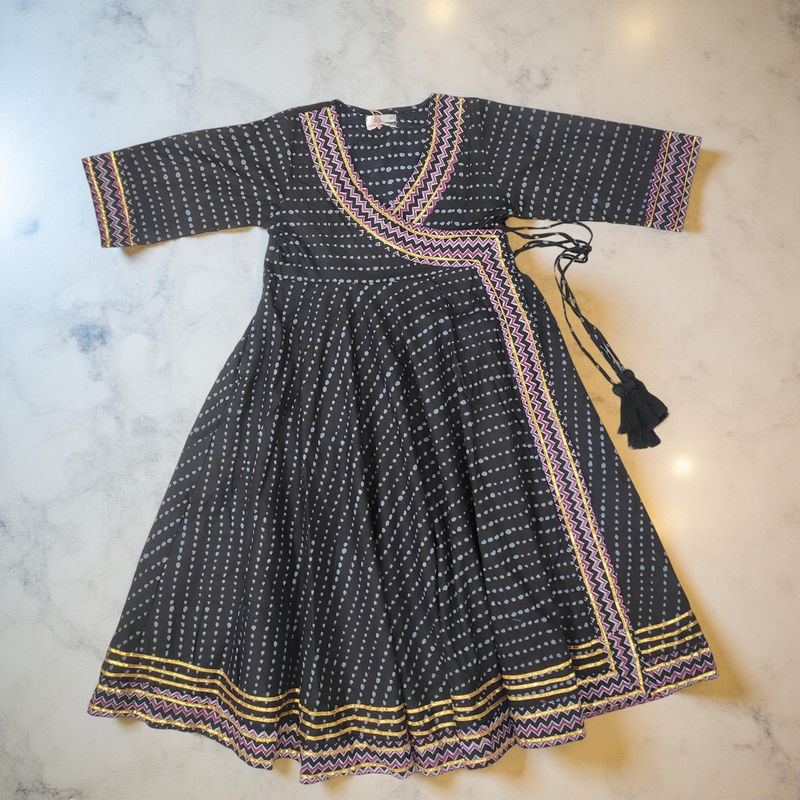 6-7 Year Priam Printed Cotton Girls Dress 38&quot; Long Jalabiya