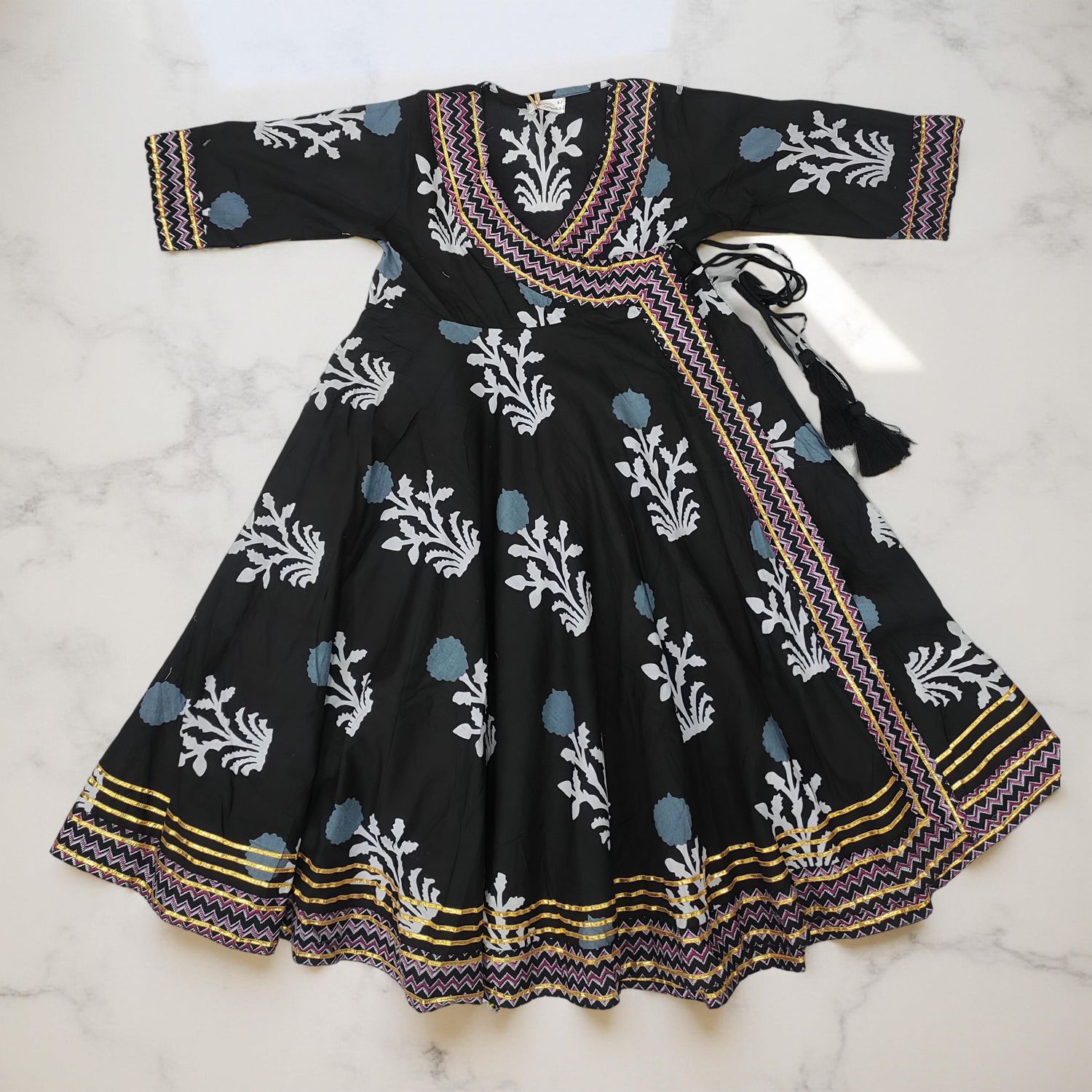 6-7 Year Priam Printed Cotton Girls Dress 38&quot; Long Jalabiya