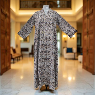 L/XL Teena Printed Cotton Dress 57&quot; Long Jalabiya