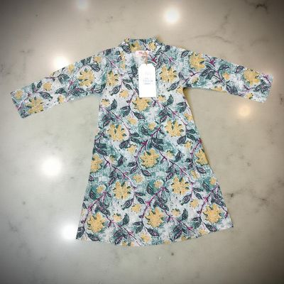 1-2 Year Teena Printed Cotton Girls Dress 24&quot; Long Jalabiya