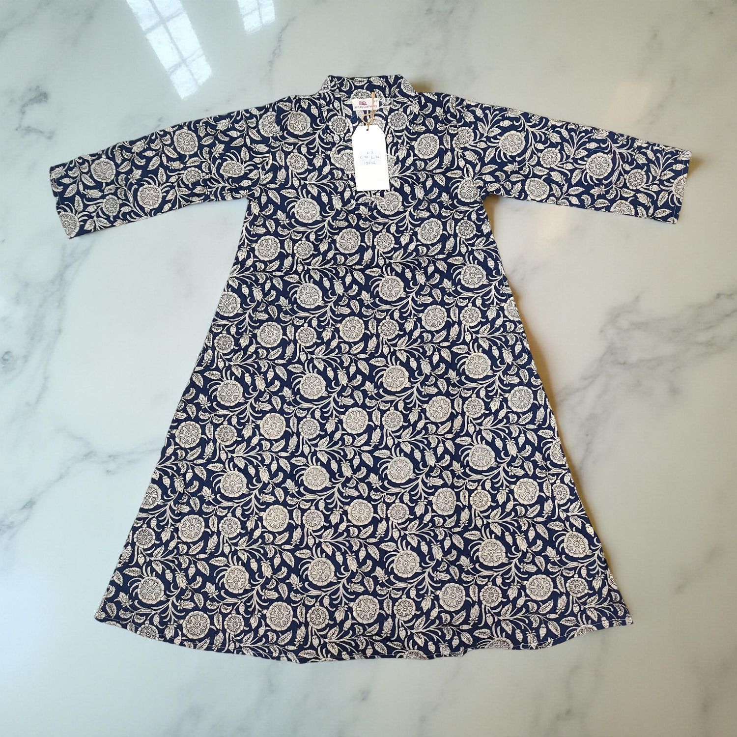 6-7 Year Teena Printed Cotton Girls Dress 38&quot; Long Jalabiya