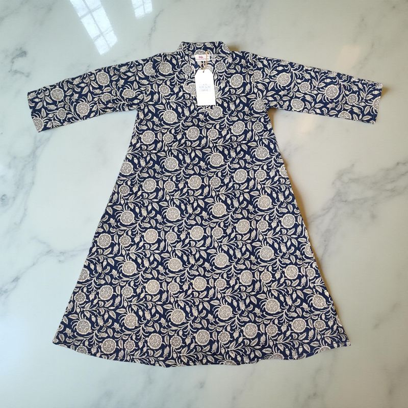 6-7 Year Teena Printed Cotton Girls Dress 38&quot; Long Jalabiya