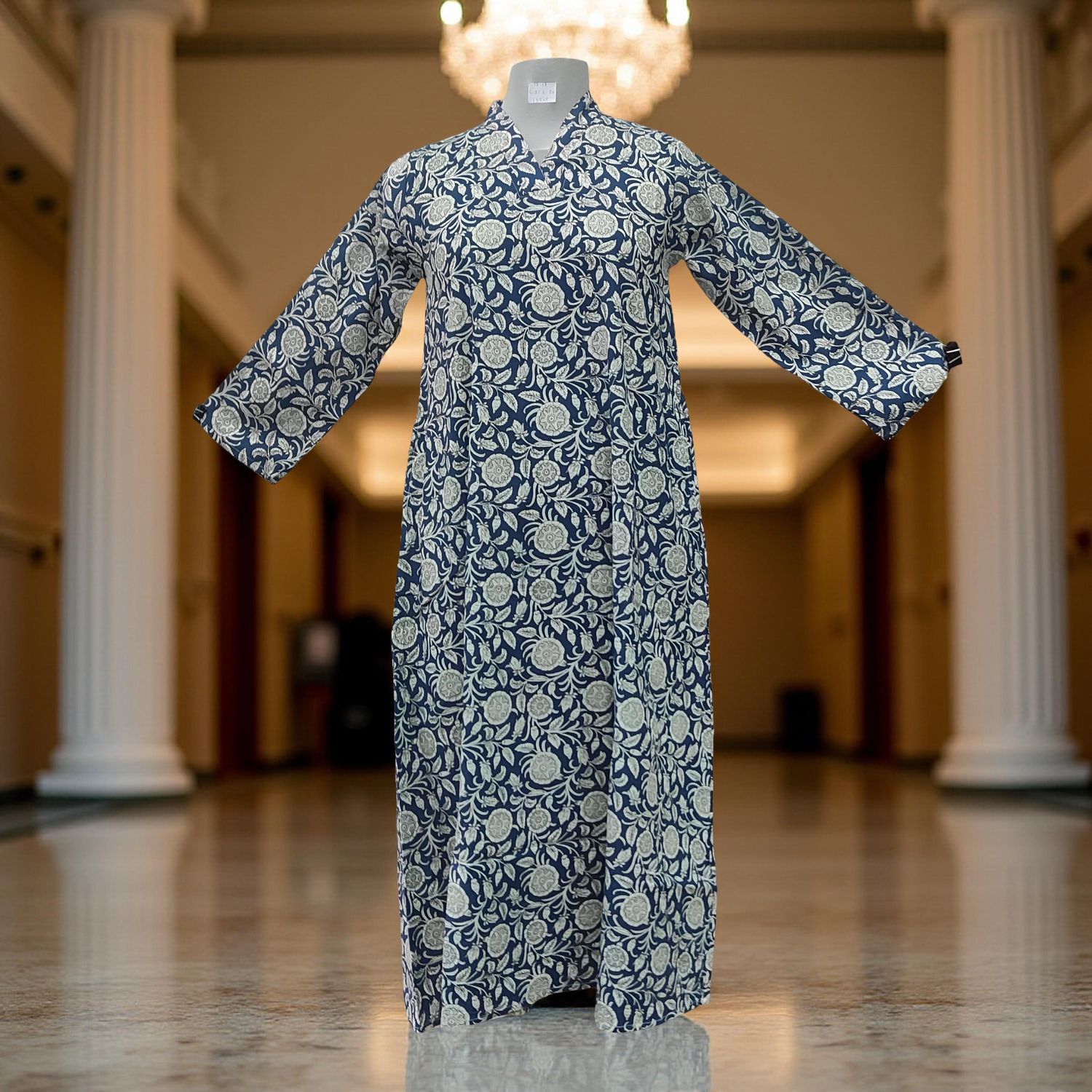 12-13 Year Teena Printed Cotton Dress 46&quot; Long Jalabiya