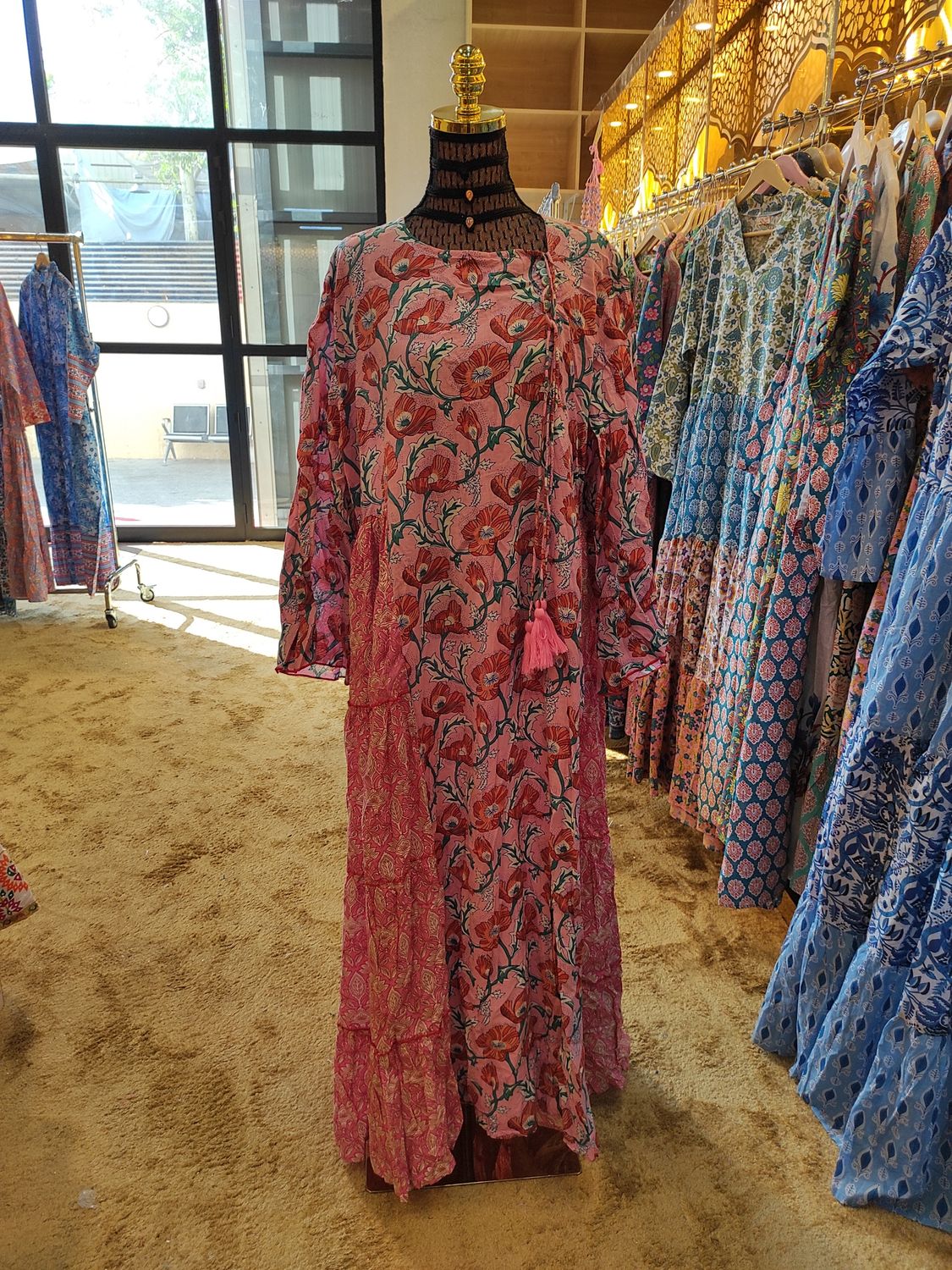 2XL/3XL Cindrella Printed Cotton Dress 57&quot; Long Jalabiya