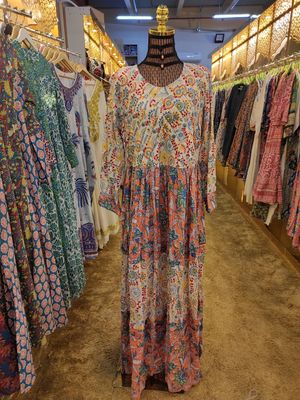 L/XL Dana Printed Cotton Dress 56&quot; Long Jalabiya