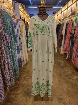 2-3XL Special Embroidery Printed Cotton  Dress 57&quot; Long Jalabiya