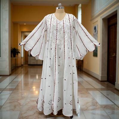 Cotton Jalabiya Dress Meher White Crystal 02