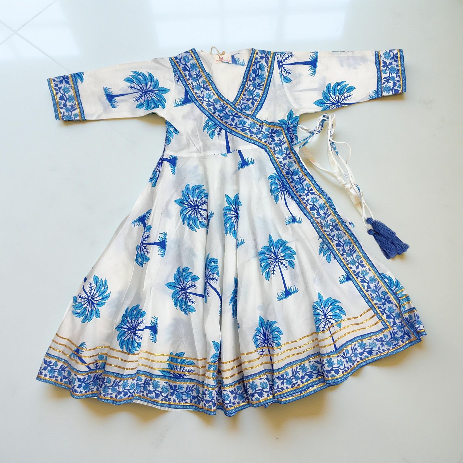 4-5 Year Priam Printed Cotton Girls Dress 34&quot; Long Jalabiya