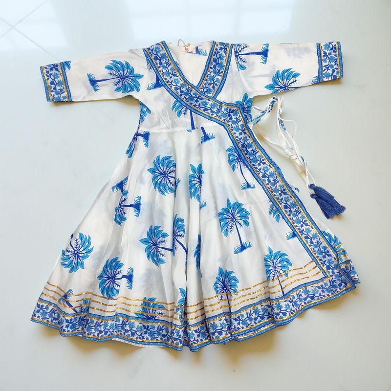 4-5 Year Priam Printed Cotton Girls Dress 34&quot; Long Jalabiya