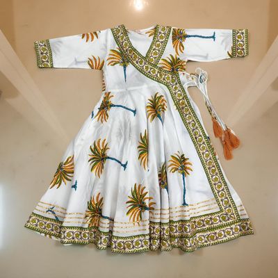 4-5 Year Priam Printed Cotton Girls Dress 34&quot; Long Jalabiya