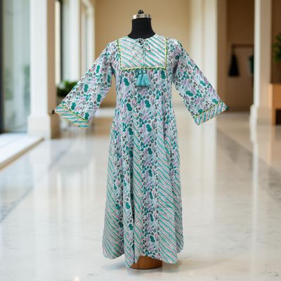 XS/S Priam  Printed Cotton Dress 54&quot; Long Jalabiya